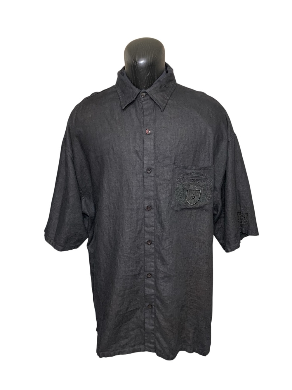 Vintage 90s Al Wissam Linen Embroidered Button Down Shirt 2XL Slouchy Streetwear